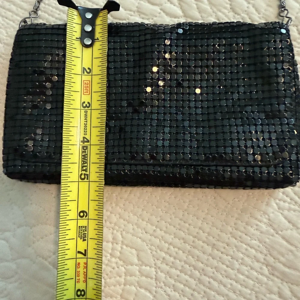 Boho Y2K Black Metal Mesh Clutch Evening Bag Festival Wristlet Glam Purse